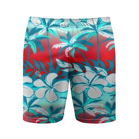 Мужские шорты 3D спортивные с принтом Tropical Fashion ,  |  | flower | пальмы | паттерн | цветы