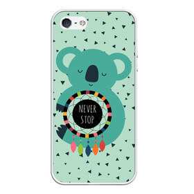 Чехол для iPhone 5/5S матовый с принтом Мечтающая коала , Силикон | Область печати: задняя сторона чехла, без боковых панелей | animal | dream | hunter | koala | животное | зверь | коала | ловец снов | мечта