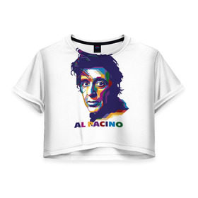 Женская футболка 3D укороченная с принтом Al Pacino , 100% полиэстер | круглая горловина, длина футболки до линии талии, рукава с отворотами | актёр | аль пачино | артист | звезда | кино | киноактёр | кинозвезда | кинофильм | роль