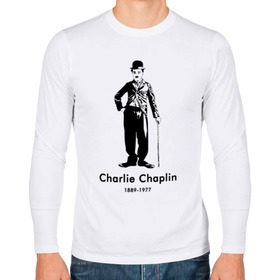Мужской лонгслив хлопок с принтом Чарли Чаплин , 100% хлопок |  | 