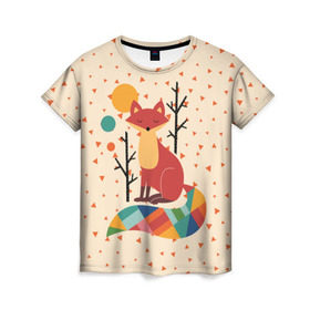 Женская футболка 3D с принтом Осенняя лисичка , 100% полиэфир ( синтетическое хлопкоподобное полотно) | прямой крой, круглый вырез горловины, длина до линии бедер | animal | beast | cat | fox | kitty | nature | orange | животное | зверь | кот | котик | кошка | лиса | лисичка | оранжевая | осень | природа