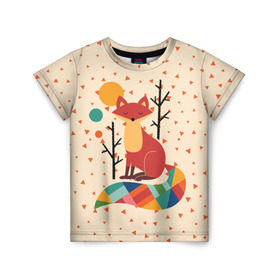 Детская футболка 3D с принтом Осенняя лисичка , 100% гипоаллергенный полиэфир | прямой крой, круглый вырез горловины, длина до линии бедер, чуть спущенное плечо, ткань немного тянется | animal | beast | cat | fox | kitty | nature | orange | животное | зверь | кот | котик | кошка | лиса | лисичка | оранжевая | осень | природа