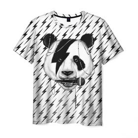 Мужская футболка 3D с принтом Панда вокалист , 100% полиэфир | прямой крой, круглый вырез горловины, длина до линии бедер | Тематика изображения на принте: animal | bear | beast | metal | music | nature | panda | rock | sound | vocal | вокал | животное | зверь | звук | медведь | меломан | метал | мишка | музыка | панда | природа | рок
