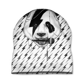 Шапка 3D с принтом Панда вокалист , 100% полиэстер | универсальный размер, печать по всей поверхности изделия | animal | bear | beast | metal | music | nature | panda | rock | sound | vocal | вокал | животное | зверь | звук | медведь | меломан | метал | мишка | музыка | панда | природа | рок