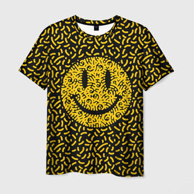 Мужская футболка 3D с принтом Радостный смайл , 100% полиэфир | прямой крой, круглый вырез горловины, длина до линии бедер | Тематика изображения на принте: funny | joke | smile | радость | смайл | смех | улыбка | шутка