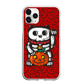 Чехол для iPhone 11 Pro Max матовый с принтом Хэллоуинский кот , Силикон |  | animal | beast | bone | cat | feline | halloween | kitty | meow | skelet | skull | животное | зверь | кости | кот | котик | кошка | мяу | скелет | тыква | хэллоуин | череп