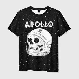 Мужская футболка 3D с принтом Apollo , 100% полиэфир | прямой крой, круглый вырез горловины, длина до линии бедер | bone | cosmic | cosmos | galaxy | planet | skelet | skull | space | star | universe | аполло | астронавт | вселенная | галактика | звезды | космонавт | космос | кости | планета | скелет | череп