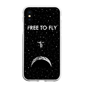 Чехол для iPhone XS Max матовый с принтом Free to Fly , Силикон | Область печати: задняя сторона чехла, без боковых панелей | astronaut | cosmic | cosmonaut | cosmos | fly | galaxy | planet | space | star | universe | астронавт | вселенная | галактика | звезды | космонавт | космос | планета | полет