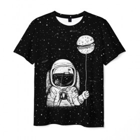 Мужская футболка 3D с принтом Астронавт с шариком , 100% полиэфир | прямой крой, круглый вырез горловины, длина до линии бедер | astronaut | cosmonaut | cosmos | dead | galaxy | moon | planet | space | star | universe | астронавт | вселенная | галактика | звезды | космонавт | космос | луна | планета | шарик