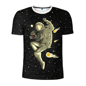 Мужская футболка 3D спортивная с принтом Атака метеоров , 100% полиэстер с улучшенными характеристиками | приталенный силуэт, круглая горловина, широкие плечи, сужается к линии бедра | astronaut | cosmonaut | cosmos | galaxy | meteor | planet | space | star | universe | астронавт | вселенная | галактика | гравитация | звезды | космонавт | космос | метеор | планета