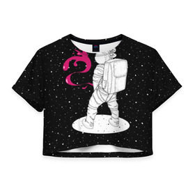 Женская футболка 3D укороченная с принтом Космическая струя , 100% полиэстер | круглая горловина, длина футболки до линии талии, рукава с отворотами | astronaut | cosmonaut | cosmos | galaxy | planet | space | star | universe | астронавт | вселенная | галактика | гравитация | звезды | космонавт | космос | планета | прикол