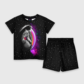 Детский костюм с шортами 3D с принтом Космический кот ,  |  | Тематика изображения на принте: astronaut | cat | cosmonaut | cosmos | galaxy | kitty | space | universe | астронавт | вселенная | галактика | звезды | космонавт | космос | кот | котик | кошка