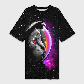 Платье-футболка 3D с принтом Космический кот ,  |  | Тематика изображения на принте: astronaut | cat | cosmonaut | cosmos | galaxy | kitty | space | universe | астронавт | вселенная | галактика | звезды | космонавт | космос | кот | котик | кошка