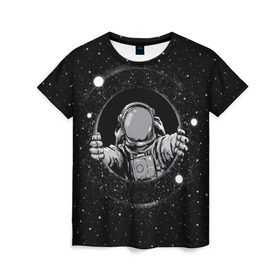 Женская футболка 3D с принтом Черная дыра , 100% полиэфир ( синтетическое хлопкоподобное полотно) | прямой крой, круглый вырез горловины, длина до линии бедер | astronaut | cosmonaut | cosmos | galaxy | meteor | moon | planet | space | star | universe | астронавт | бесконечность | вселенная | галактика | космонавт | космос | черная дыра