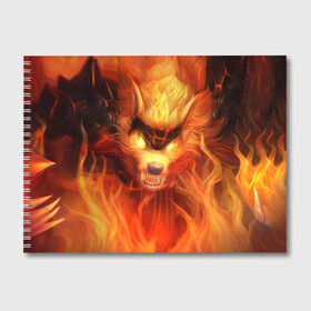 Альбом для рисования с принтом Fire Wolf , 100% бумага
 | матовая бумага, плотность 200 мг. | league of legends | lol | warwick | wolf | варвик | волк | лига легенд | лол