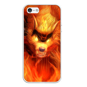 Чехол для iPhone 5/5S матовый с принтом Fire Wolf , Силикон | Область печати: задняя сторона чехла, без боковых панелей | league of legends | lol | warwick | wolf | варвик | волк | лига легенд | лол