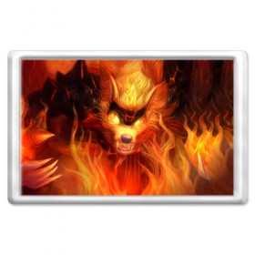 Магнит 45*70 с принтом Fire Wolf , Пластик | Размер: 78*52 мм; Размер печати: 70*45 | league of legends | lol | warwick | wolf | варвик | волк | лига легенд | лол