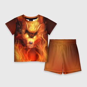 Детский костюм с шортами 3D с принтом Fire Wolf ,  |  | league of legends | lol | warwick | wolf | варвик | волк | лига легенд | лол