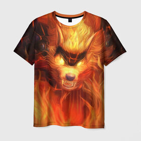 Мужская футболка 3D с принтом Fire Wolf , 100% полиэфир | прямой крой, круглый вырез горловины, длина до линии бедер | Тематика изображения на принте: league of legends | lol | warwick | wolf | варвик | волк | лига легенд | лол