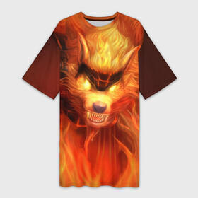 Платье-футболка 3D с принтом Fire Wolf ,  |  | league of legends | lol | warwick | wolf | варвик | волк | лига легенд | лол