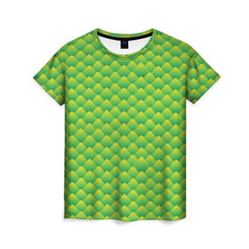 Женская футболка 3D с принтом Чешуя 2 , 100% полиэфир ( синтетическое хлопкоподобное полотно) | прямой крой, круглый вырез горловины, длина до линии бедер | дракон | змея | мозаика | узор | чешуя