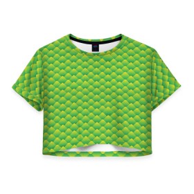 Женская футболка 3D укороченная с принтом Чешуя 2 , 100% полиэстер | круглая горловина, длина футболки до линии талии, рукава с отворотами | дракон | змея | мозаика | узор | чешуя