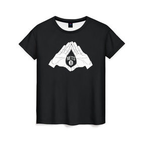 Женская футболка 3D с принтом Бруклин , 100% полиэфир ( синтетическое хлопкоподобное полотно) | прямой крой, круглый вырез горловины, длина до линии бедер | brooklyn | nba | nets | йорк | нба | нью