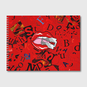 Альбом для рисования с принтом Поп-арт опасная бритва , 100% бумага
 | матовая бумага, плотность 200 мг. | blade | blood | dangerous | drop | letters | lips | pop   art | razor | бритва | буквы | губы | капля | кровь | лезвие | опасная | поп арт