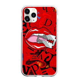 Чехол для iPhone 11 Pro матовый с принтом Поп-арт опасная бритва , Силикон |  | blade | blood | dangerous | drop | letters | lips | pop   art | razor | бритва | буквы | губы | капля | кровь | лезвие | опасная | поп арт