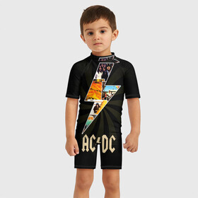 Детский купальный костюм 3D с принтом AC/DC 7 , Полиэстер 85%, Спандекс 15% | застежка на молнии на спине | 