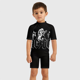 Детский купальный костюм 3D с принтом AC/DC 3 , Полиэстер 85%, Спандекс 15% | застежка на молнии на спине | 