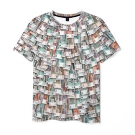 Мужская футболка 3D с принтом Российские деньги , 100% полиэфир | прямой крой, круглый вырез горловины, длина до линии бедер | бабки | бабло | банк | банкнота | богатство | бумажный | купюры | куча | рубль