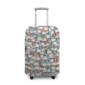 Чехол для чемодана 3D с принтом Российские деньги , 86% полиэфир, 14% спандекс | двустороннее нанесение принта, прорези для ручек и колес | бабки | бабло | банк | банкнота | богатство | бумажный | купюры | куча | рубль