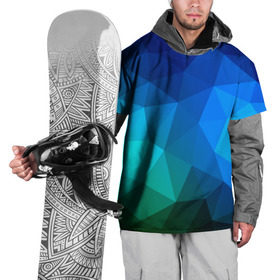 Накидка на куртку 3D с принтом Fight Polygon , 100% полиэстер |  | зеленый | полигон | синий | треугольники