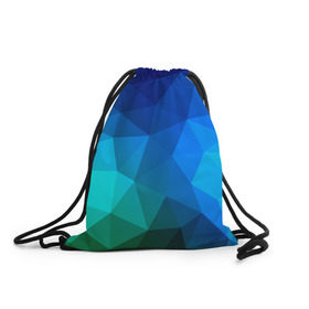 Рюкзак-мешок 3D с принтом Fight Polygon , 100% полиэстер | плотность ткани — 200 г/м2, размер — 35 х 45 см; лямки — толстые шнурки, застежка на шнуровке, без карманов и подкладки | Тематика изображения на принте: зеленый | полигон | синий | треугольники