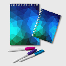 Блокнот с принтом Fight Polygon , 100% бумага | 48 листов, плотность листов — 60 г/м2, плотность картонной обложки — 250 г/м2. Листы скреплены удобной пружинной спиралью. Цвет линий — светло-серый
 | зеленый | полигон | синий | треугольники