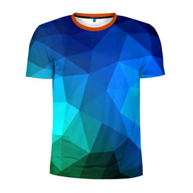 Мужская футболка 3D спортивная с принтом Fight Polygon , 100% полиэстер с улучшенными характеристиками | приталенный силуэт, круглая горловина, широкие плечи, сужается к линии бедра | зеленый | полигон | синий | треугольники