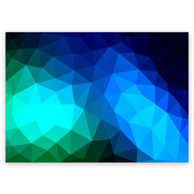 Поздравительная открытка с принтом Fight Polygon , 100% бумага | плотность бумаги 280 г/м2, матовая, на обратной стороне линовка и место для марки
 | зеленый | полигон | синий | треугольники