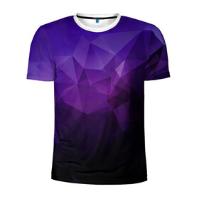 Мужская футболка 3D спортивная с принтом PolyViolet , 100% полиэстер с улучшенными характеристиками | приталенный силуэт, круглая горловина, широкие плечи, сужается к линии бедра | полигон | тёмный | треугольники | фиолетовый