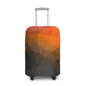 Чехол для чемодана 3D с принтом abstraction , 86% полиэфир, 14% спандекс | двустороннее нанесение принта, прорези для ручек и колес | оранжевый | полигон | треугольники черный