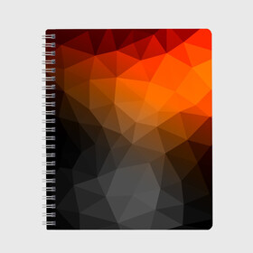 Тетрадь с принтом abstraction , 100% бумага | 48 листов, плотность листов — 60 г/м2, плотность картонной обложки — 250 г/м2. Листы скреплены сбоку удобной пружинной спиралью. Уголки страниц и обложки скругленные. Цвет линий — светло-серый
 | оранжевый | полигон | треугольники черный