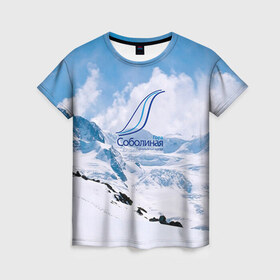 Женская футболка 3D с принтом Гора Соболиная , 100% полиэфир ( синтетическое хлопкоподобное полотно) | прямой крой, круглый вырез горловины, длина до линии бедер | Тематика изображения на принте: байкальск | гора соболиная | горнолыжный курорт | горы | зима | лыжи | парк | снег | сноуборд