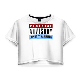 Женская футболка 3D укороченная с принтом Parental Advisory , 100% полиэстер | круглая горловина, длина футболки до линии талии, рукава с отворотами | explicit content | hip hop | parental advisory | rap | парентал адвисори | рэп | хип хоп