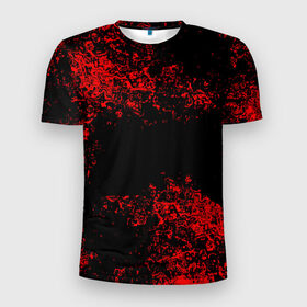 Мужская футболка 3D спортивная с принтом Капли красок , 100% полиэстер с улучшенными характеристиками | приталенный силуэт, круглая горловина, широкие плечи, сужается к линии бедра | Тематика изображения на принте: брызки | красный | черный