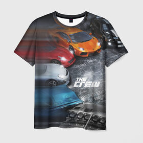 Мужская футболка 3D с принтом The CREW , 100% полиэфир | прямой крой, круглый вырез горловины, длина до линии бедер | car | crew | dirt | grid | nfs | гонки | машина | нфс