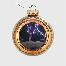 Стеклянный ёлочный шар с принтом Грозовой кошак , Стекло | Диаметр: 80 мм | lightning cat