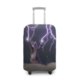 Чехол для чемодана 3D с принтом Грозовой кошак , 86% полиэфир, 14% спандекс | двустороннее нанесение принта, прорези для ручек и колес | lightning cat