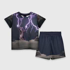 Детский костюм с шортами 3D с принтом Грозовой кошак ,  |  | lightning cat