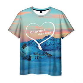 Мужская футболка 3D с принтом Красная поляна , 100% полиэфир | прямой крой, круглый вырез горловины, длина до линии бедер | горнолыжный курорт | горы | зима | красная поляна | лыжи | парк | роза хуторов | снег | сноутборд | сочи