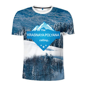 Мужская футболка 3D спортивная с принтом Красная поляна , 100% полиэстер с улучшенными характеристиками | приталенный силуэт, круглая горловина, широкие плечи, сужается к линии бедра | горнолыжный курорт | горы | зима | красная поляна | лыжи | парк | роза хуторов | снег | сноутборд | сочи